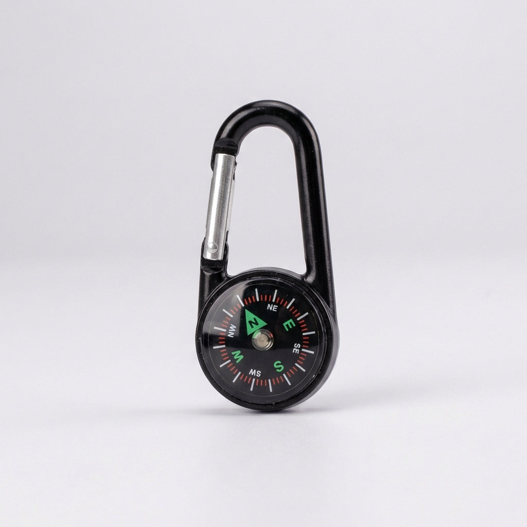 Mini Karabiner-Kompass mit Federklinke und integrierten Kompass