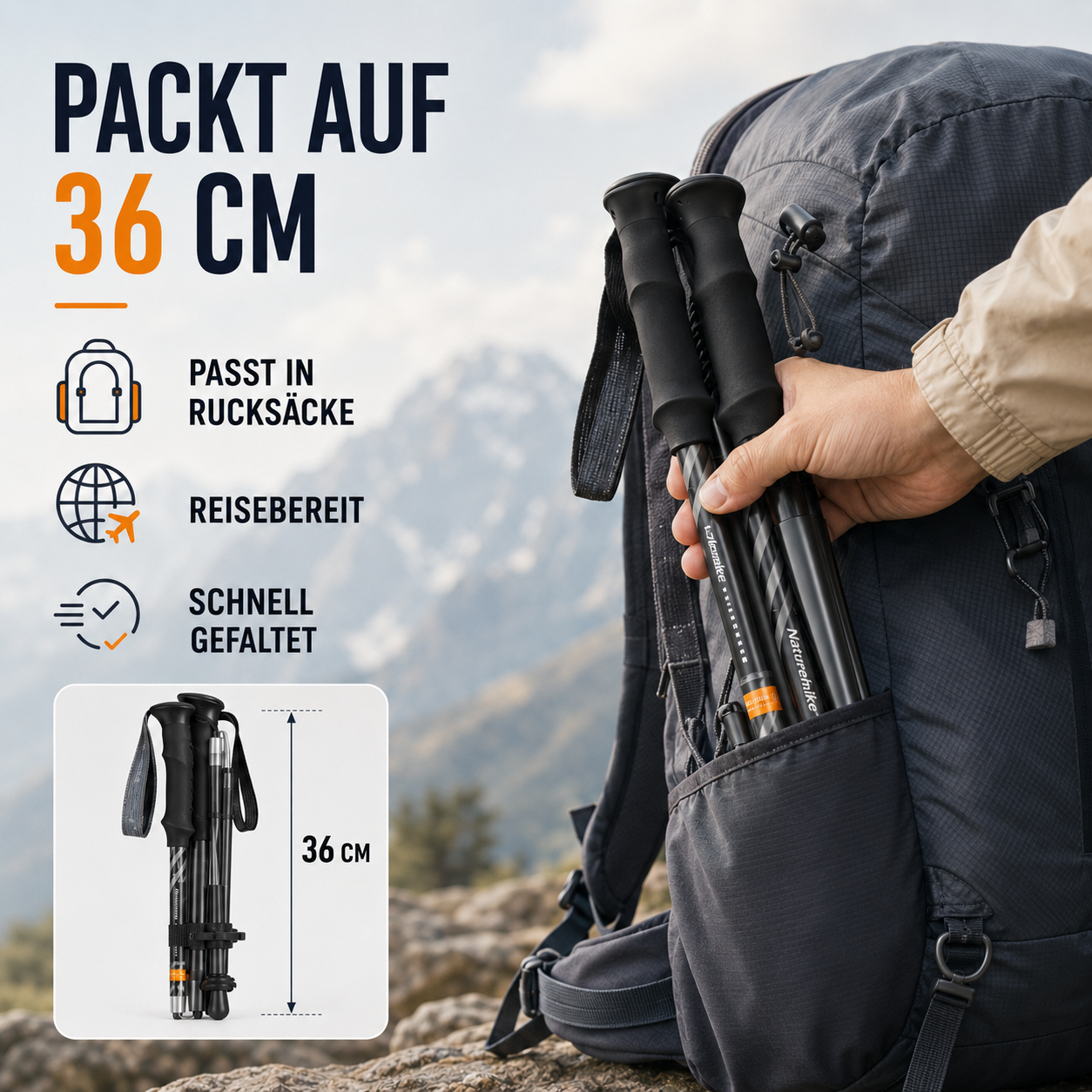 Nordspur | TrailNova Ultraleichte Zusammenklappbare Trekking-Stöcke