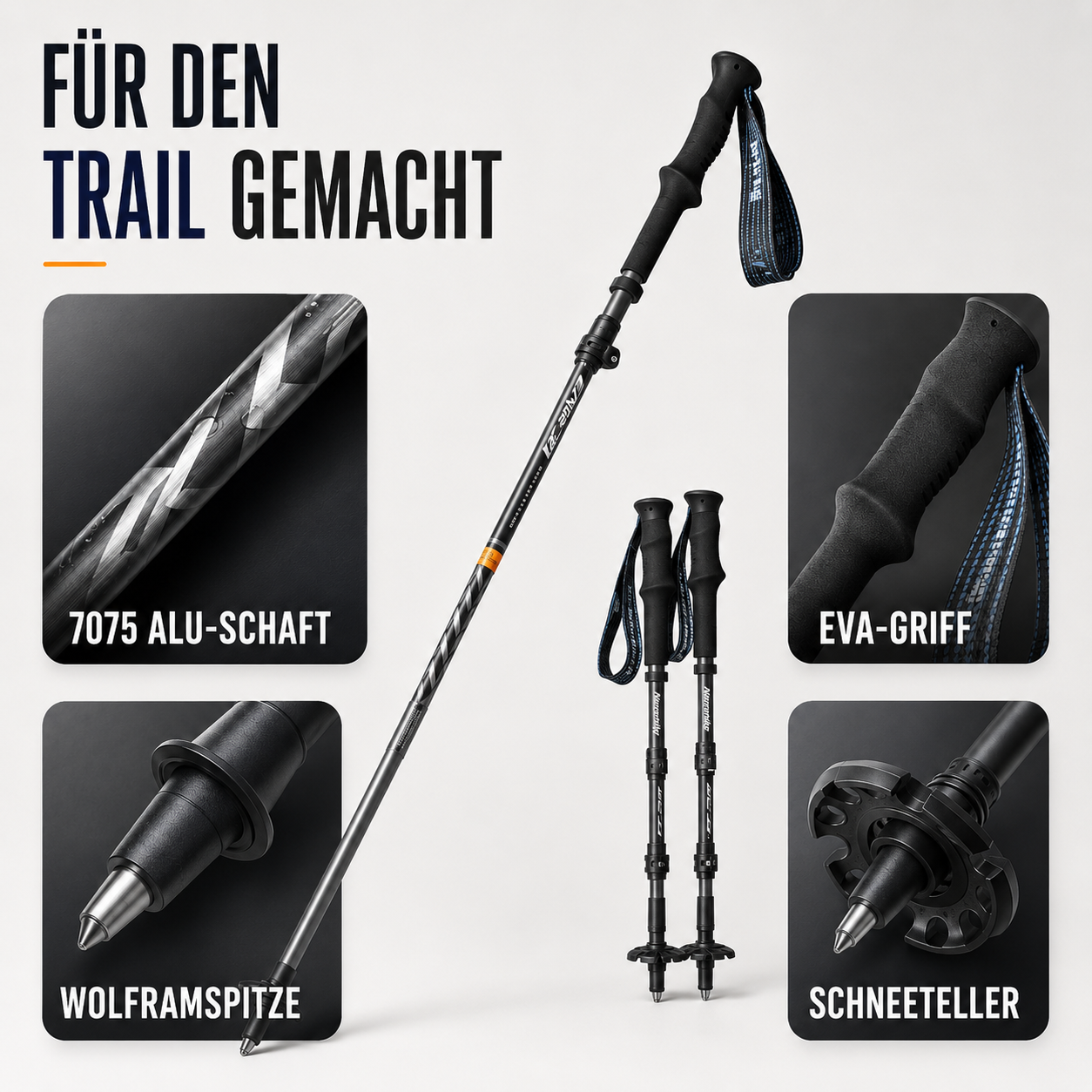 Nordspur | TrailNova Ultraleichte Zusammenklappbare Trekking-Stöcke