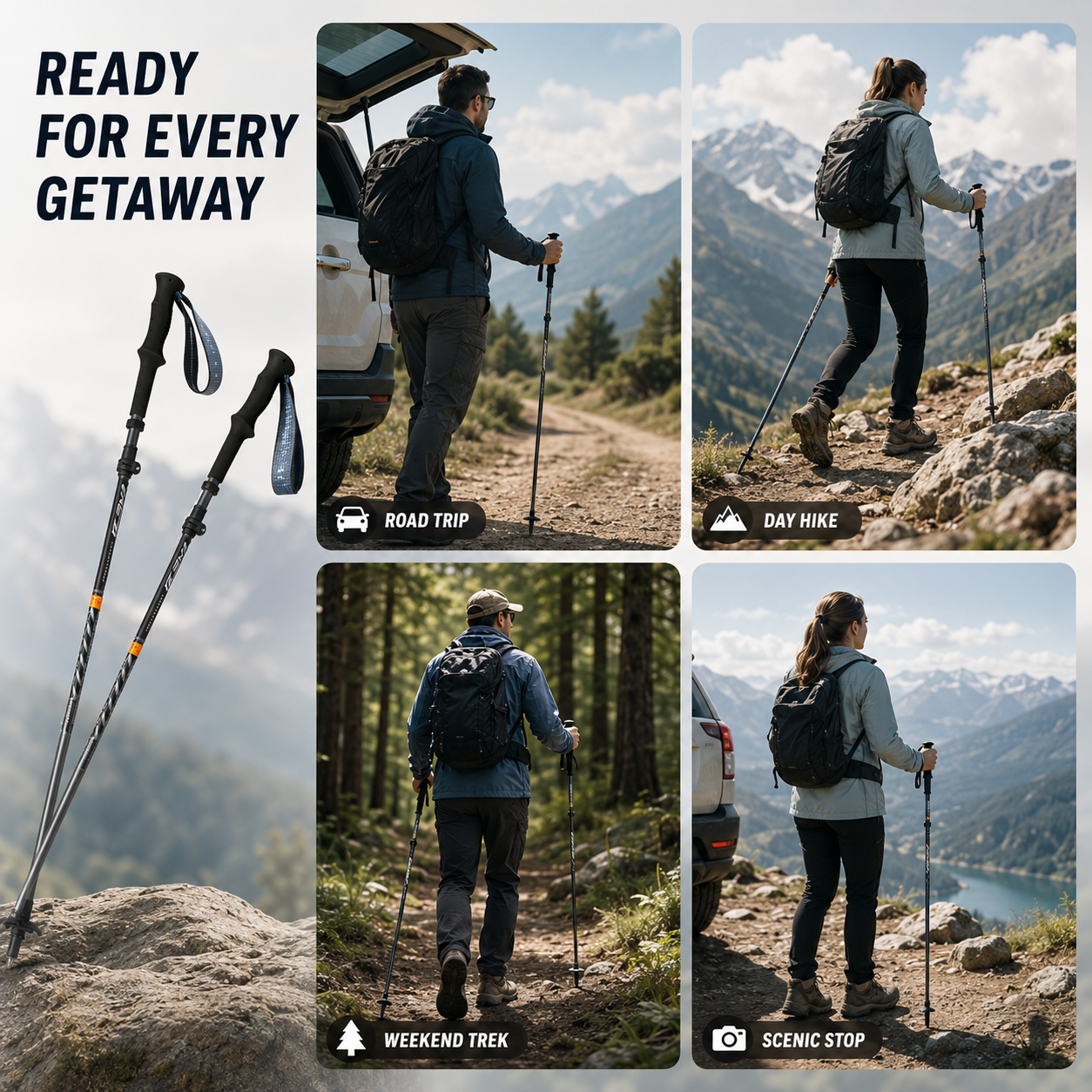 Nordspur | TrailNova Ultraleichte Zusammenklappbare Trekking-Stöcke