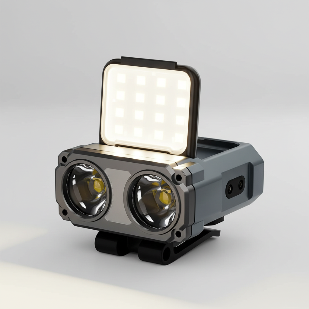 USB-Stirnlampe mit dualen LED-Strahlen, Bewegungssensor und Klippbefestigung