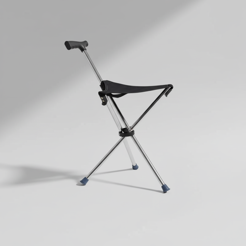 Wanderstock mit Sitz 2in1 Klappdesign Dreibein ergonomisch