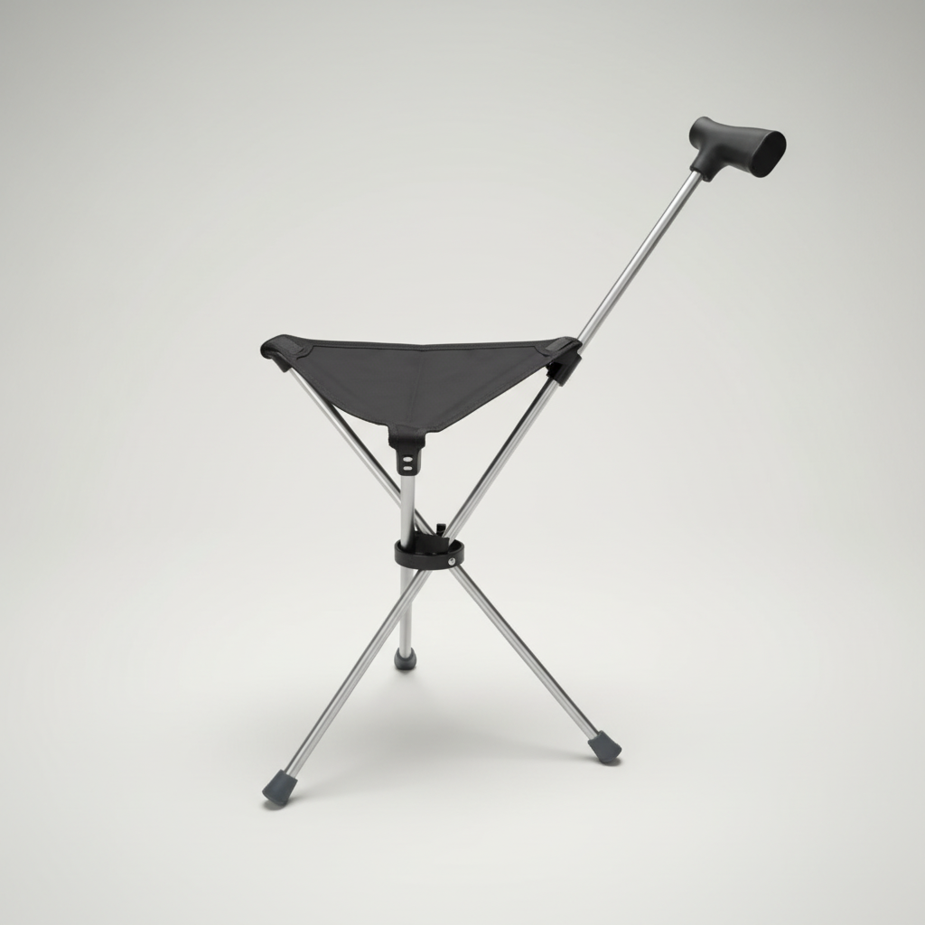 Wanderstock mit Sitz 2in1 Klappdesign Dreibein ergonomisch