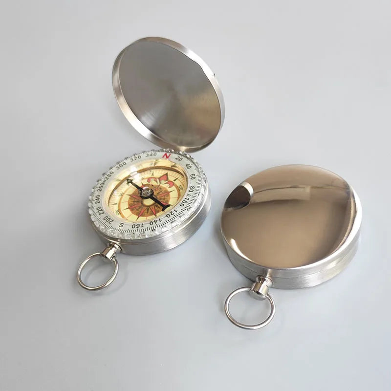 Klappkompass Edelstahl leuchtendes Zifferblatt Schutzdeckel