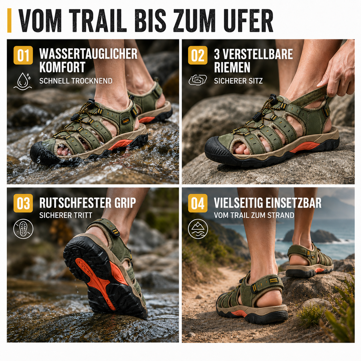Nordspur | Trailsole Atmungsaktive offene Wandersandale