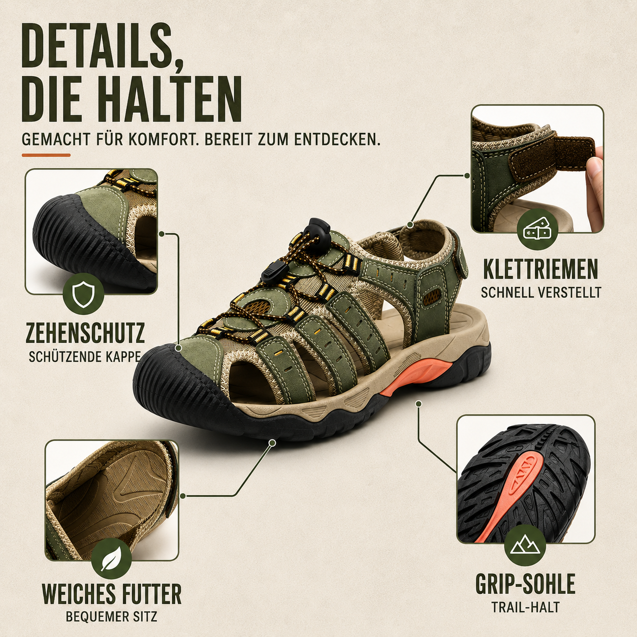 Nordspur | Trailsole Atmungsaktive offene Wandersandale