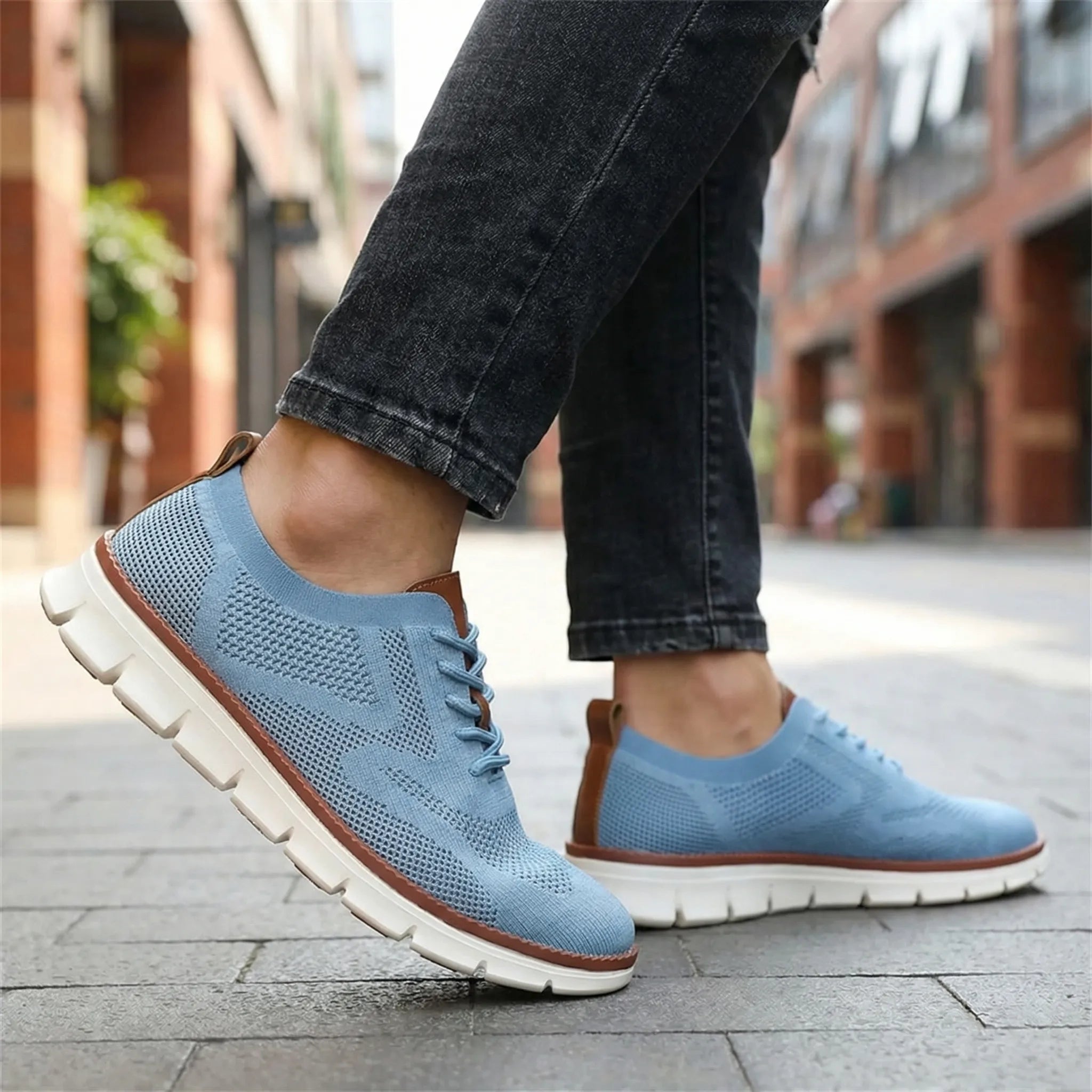 Herren-Sneaker atmungsaktiv leicht Mesh gepolsterte Sohle