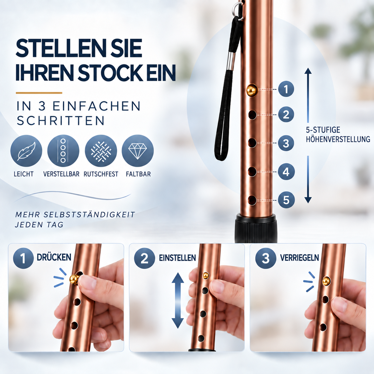 Nordspur | TrekFolda Zusammenklappbarer Teleskop-Trekkingstab