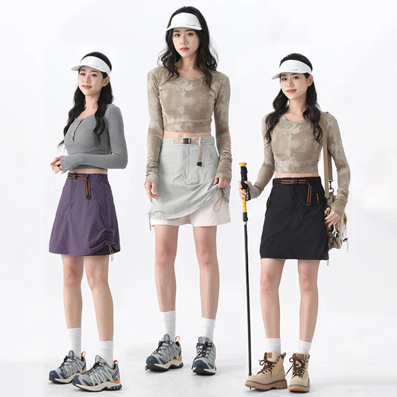 Leichter Damen Wander-Skort mit Stretchmaterial und integrierten Shorts für Outdoor-Aktivitäten