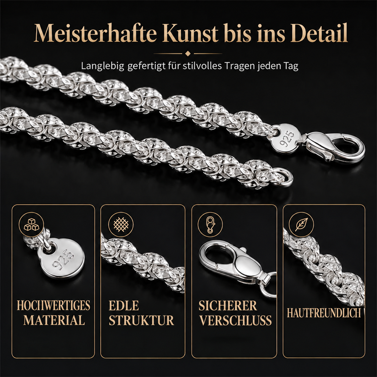 Nordspur | Trendiges Drachenschuppen-Ketten-Armband & Halskette