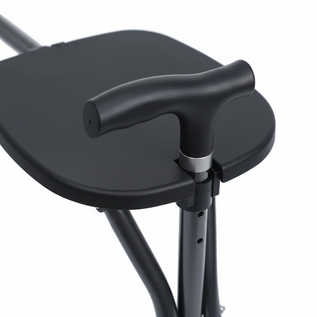 Gehstock mit Tripod-Sitz verstellbar leicht Aluminium