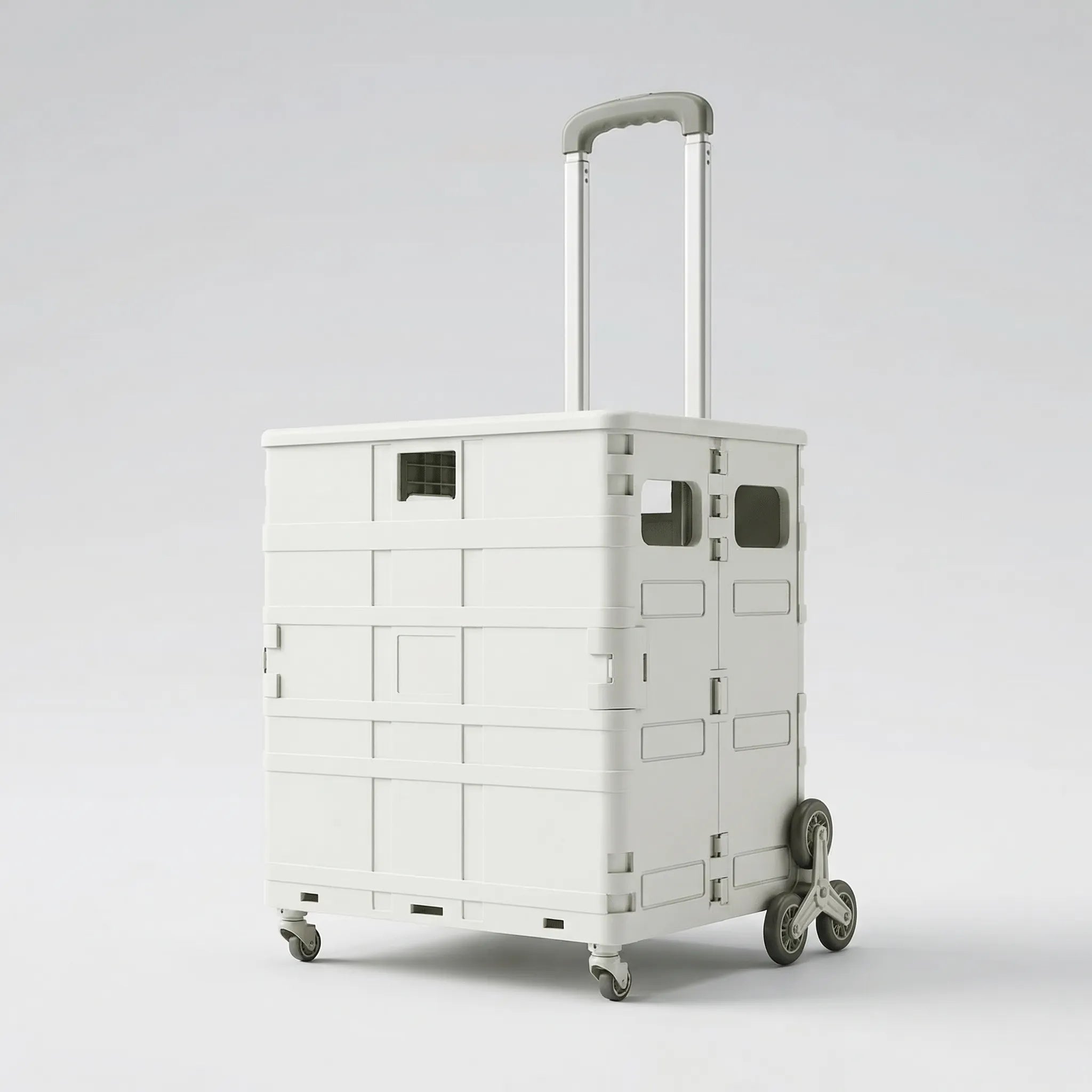 Faltbarer Einkaufswagen mit Treppenscheitel-Rädern und Deckelbox