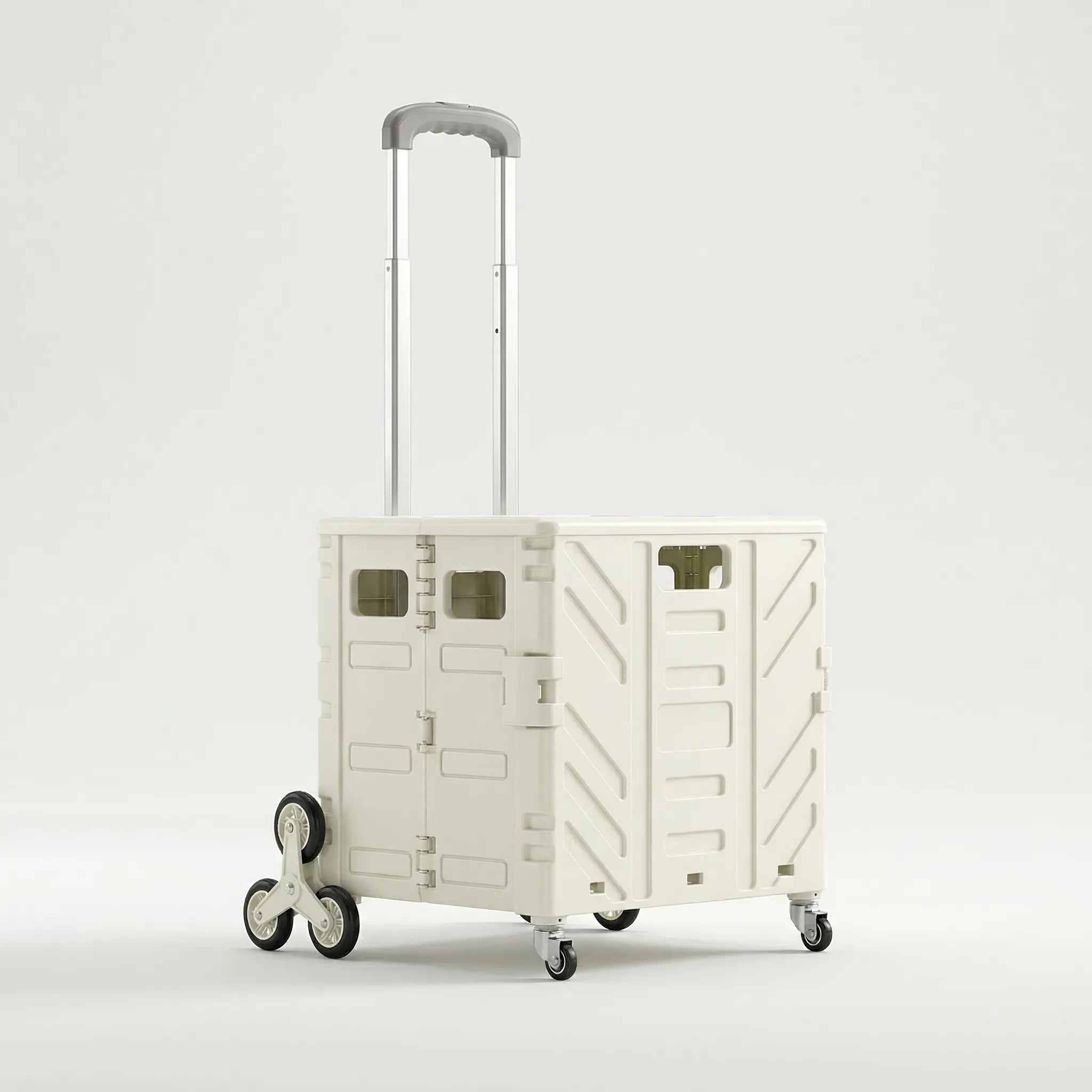 Faltbarer Einkaufswagen mit Treppenscheitel-Rädern und Deckelbox