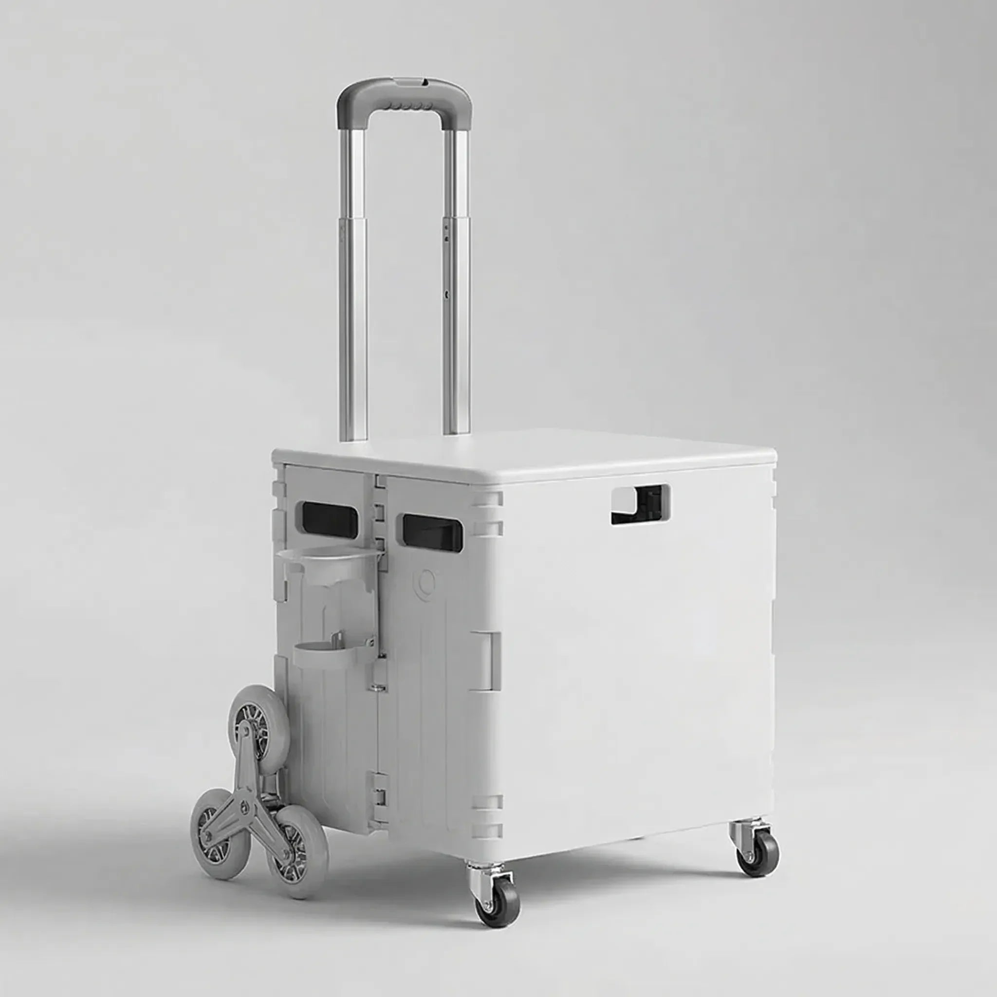 Faltbarer Einkaufswagen mit Treppenscheitel-Rädern und Deckelbox