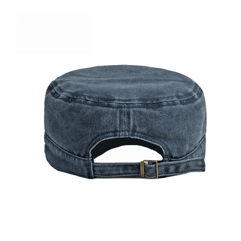 Flat-Top Militärkappe gewaschen Vintage-Look kurzer Schirm Unisex Baumwolle