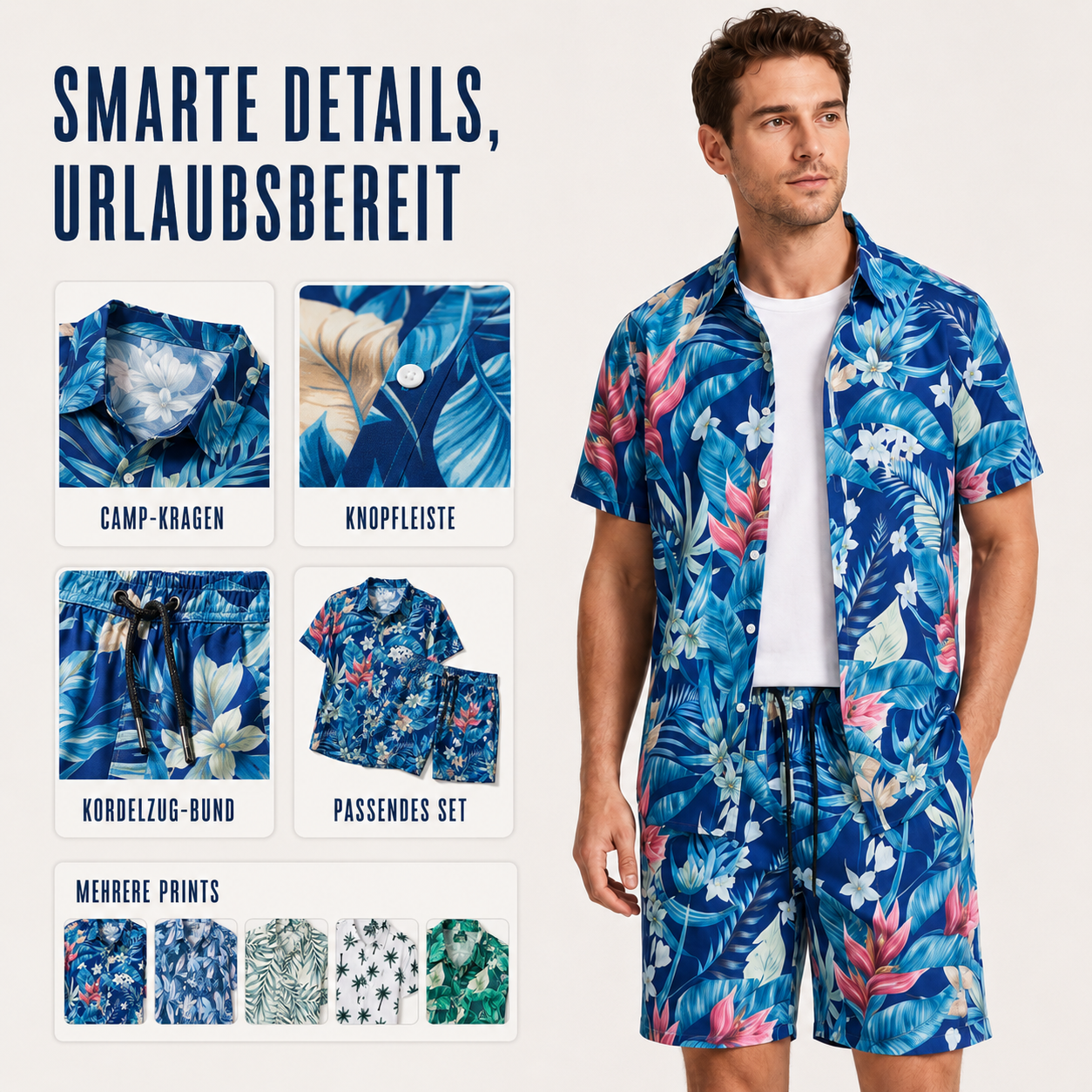 Nordspur | Tropivex Tropisches Print Hemd und Shorts Set