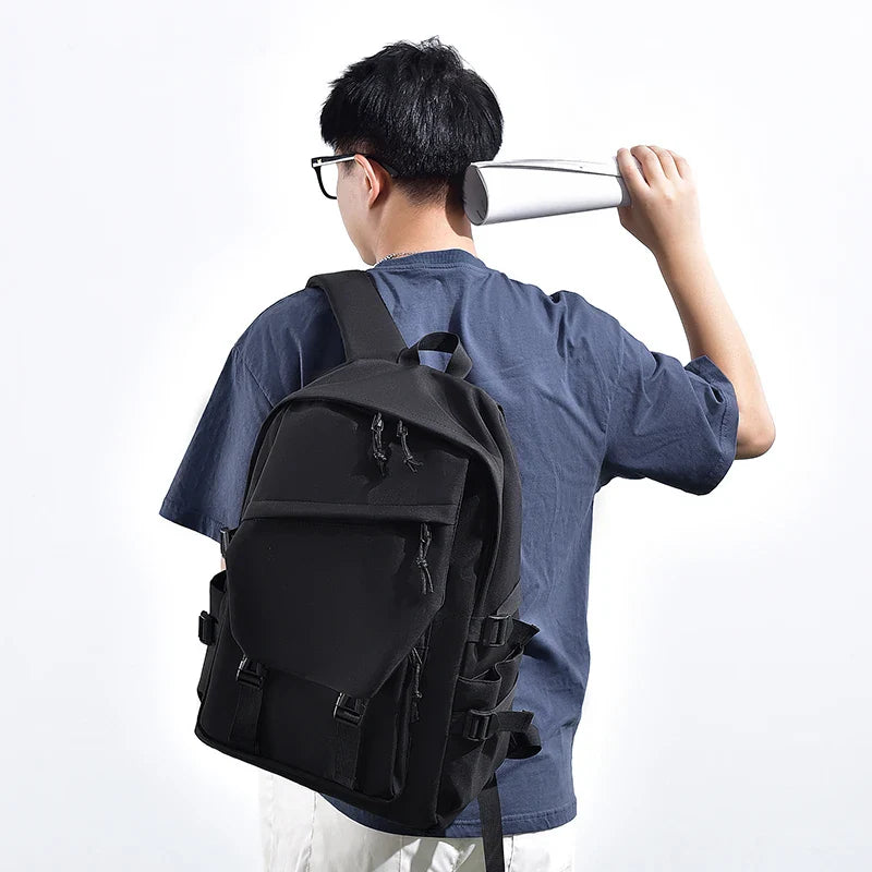 Großer Rucksack mit Laptopfach mehreren Taschen unifarbig
