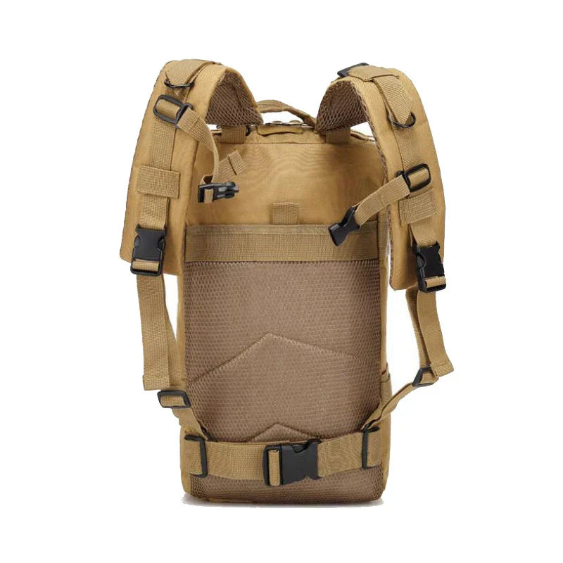 Wanderrucksack mit mehreren Fächern, gepolsterten Trägern und Kompressionsgurten