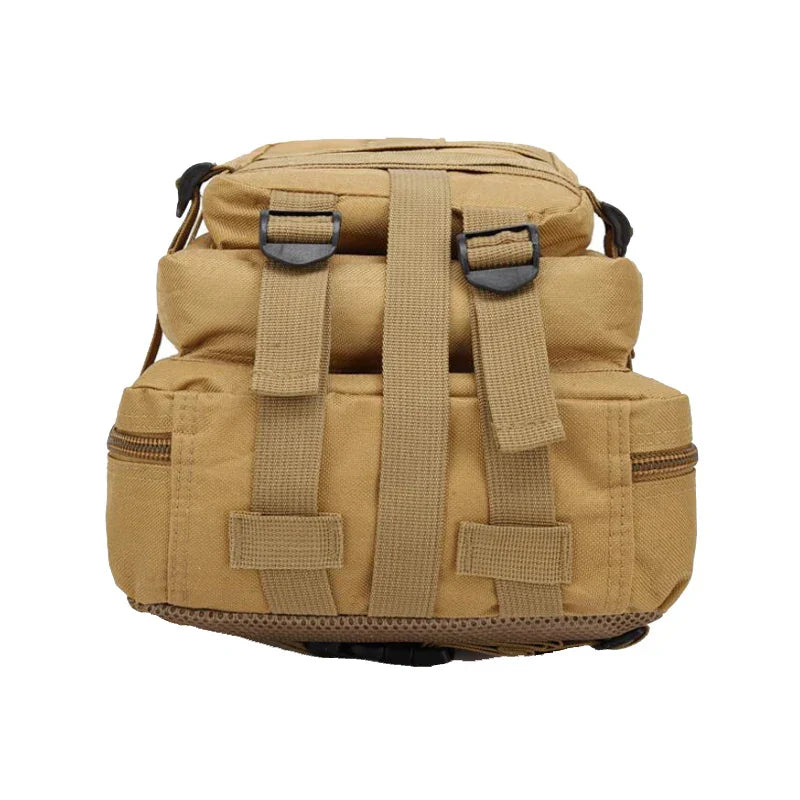 Wanderrucksack mit mehreren Fächern, gepolsterten Trägern und Kompressionsgurten
