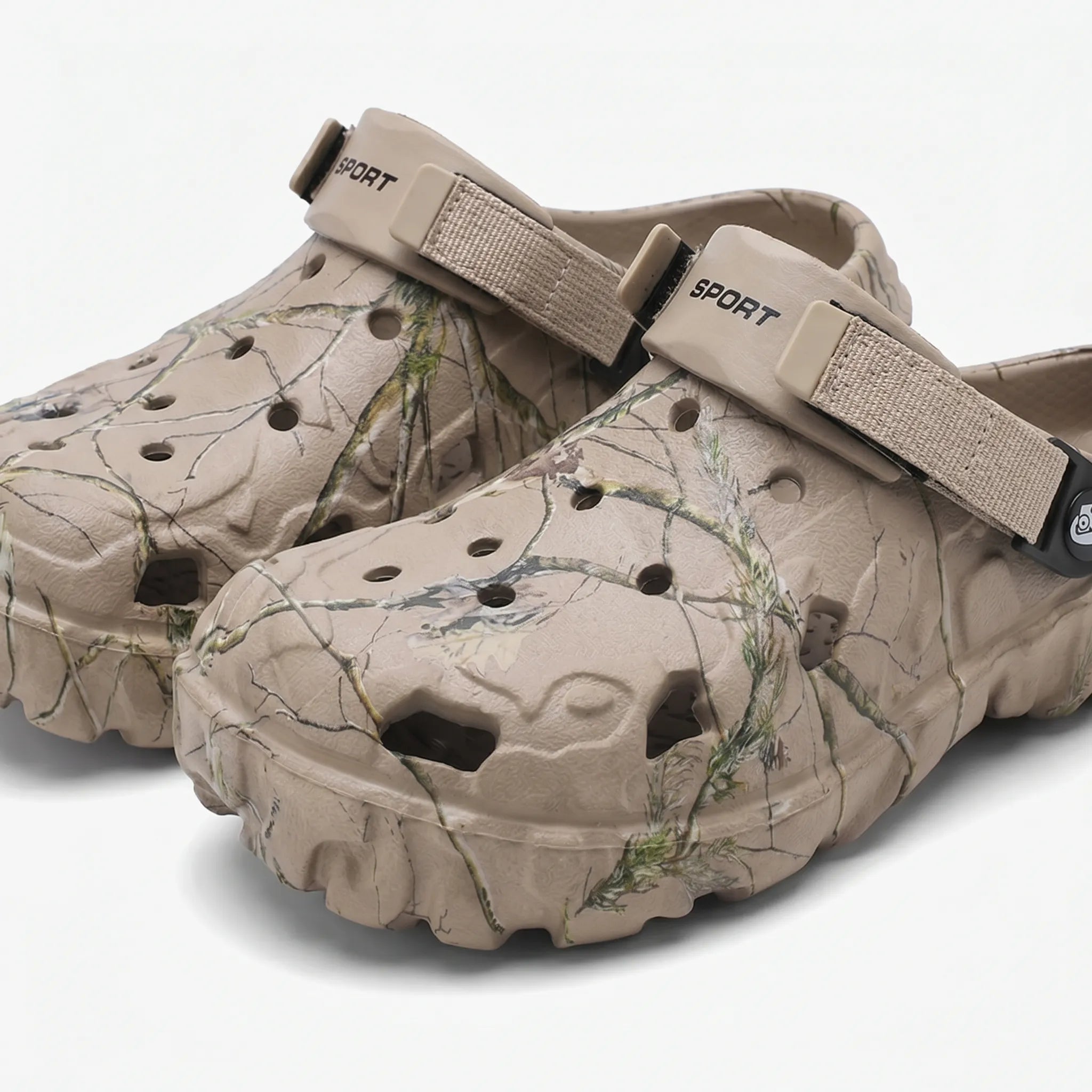 Herren-Clogs Camouflage leicht atmungsaktiv mit verstellbarem Fersengurt