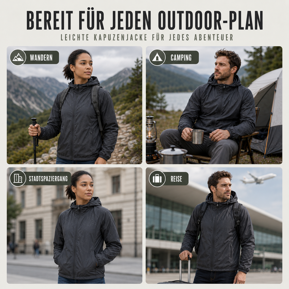 Nordspur | VeloGuarda Packbare Fahrradjacke mit Kapuze