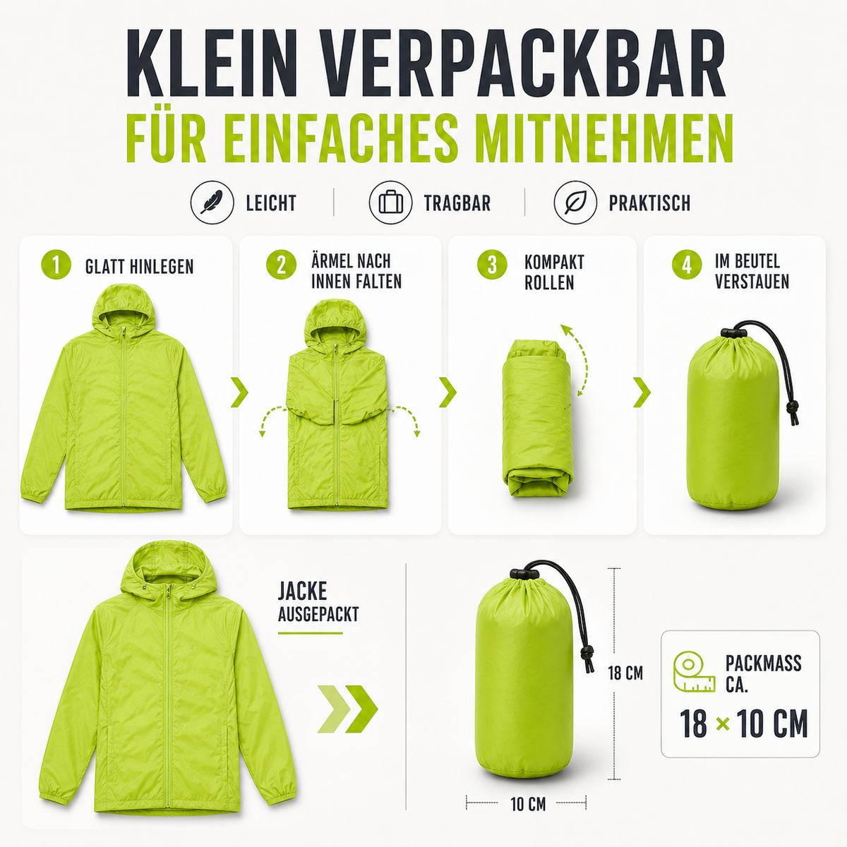 Nordspur | VeloGuarda Packbare Fahrradjacke mit Kapuze