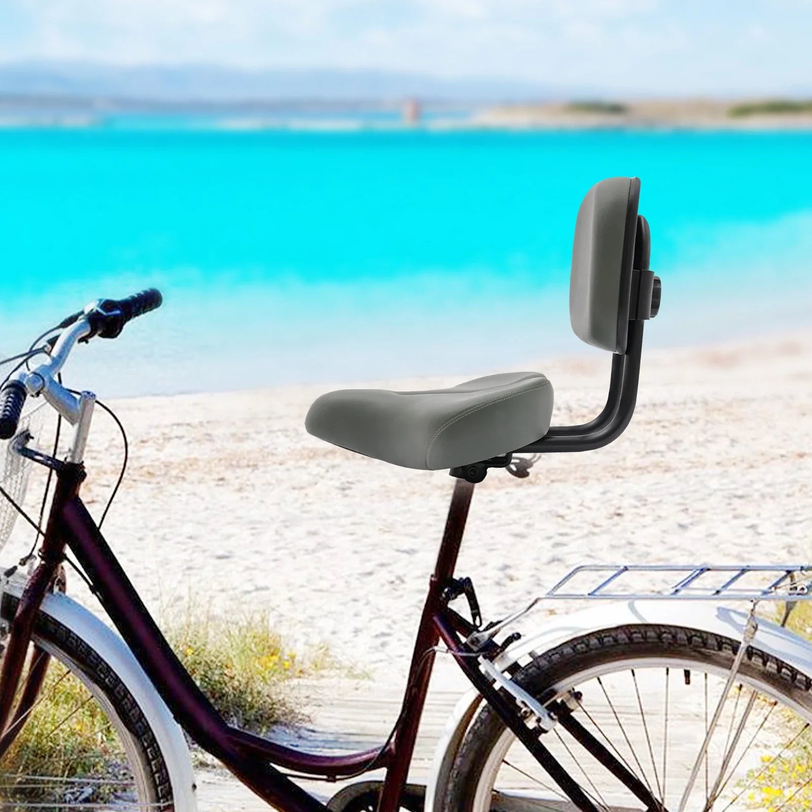Extrabreiter Fahrradsattel mit Rückenlehne und Druckentlastungskanal