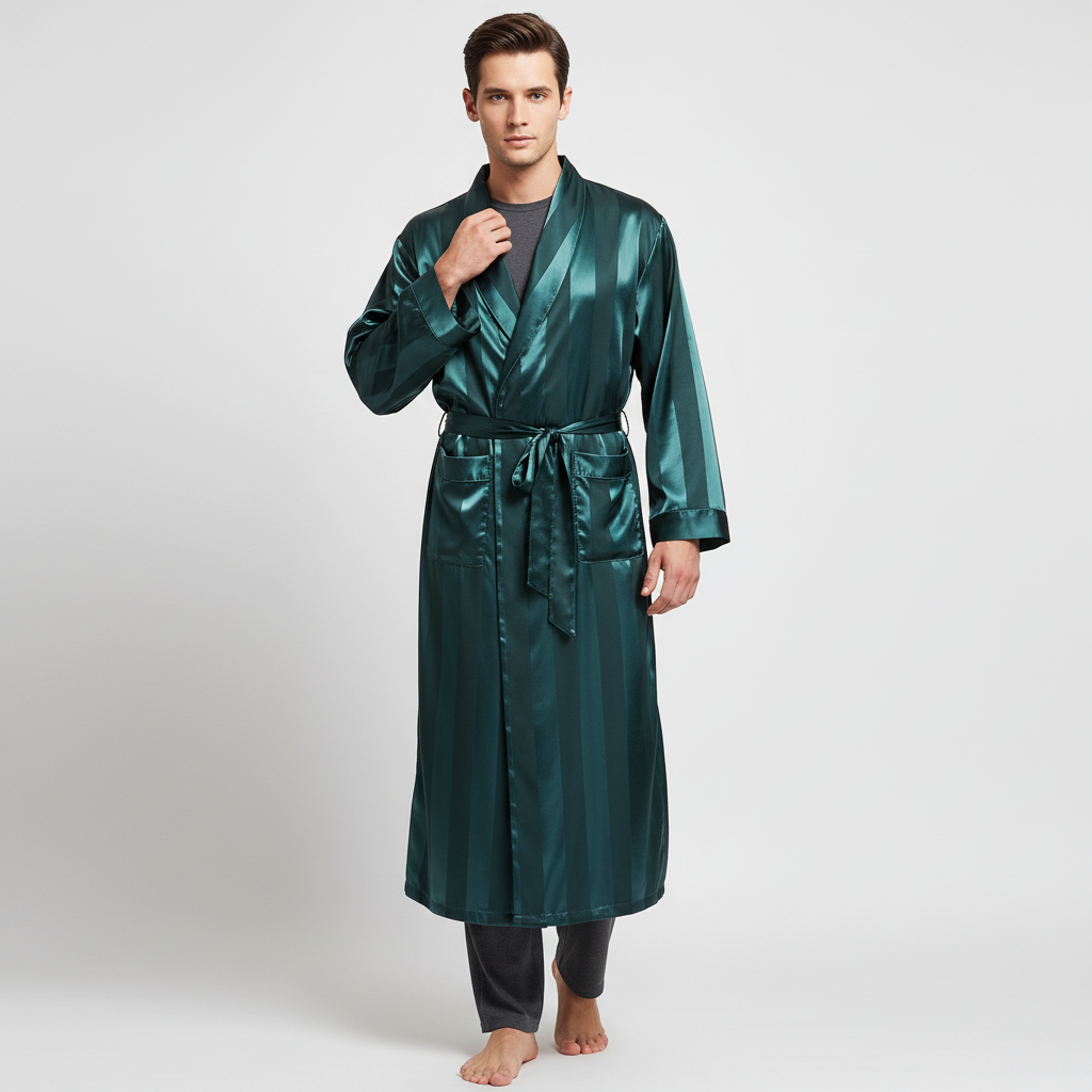 Langer Kimono-Morgenmantel geometrisches Muster glänzend