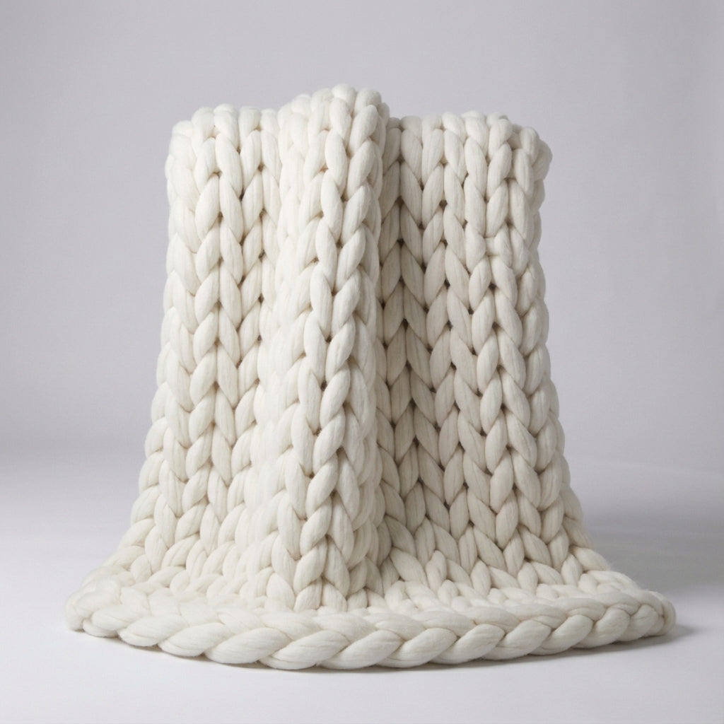 Chunky-Strickwurfdecke übergroß gemütlich warm Sofa