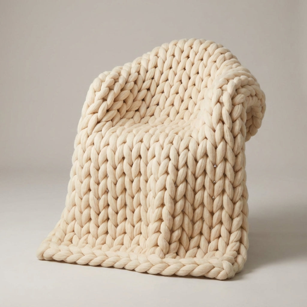 Chunky-Strickwurfdecke übergroß gemütlich warm Sofa