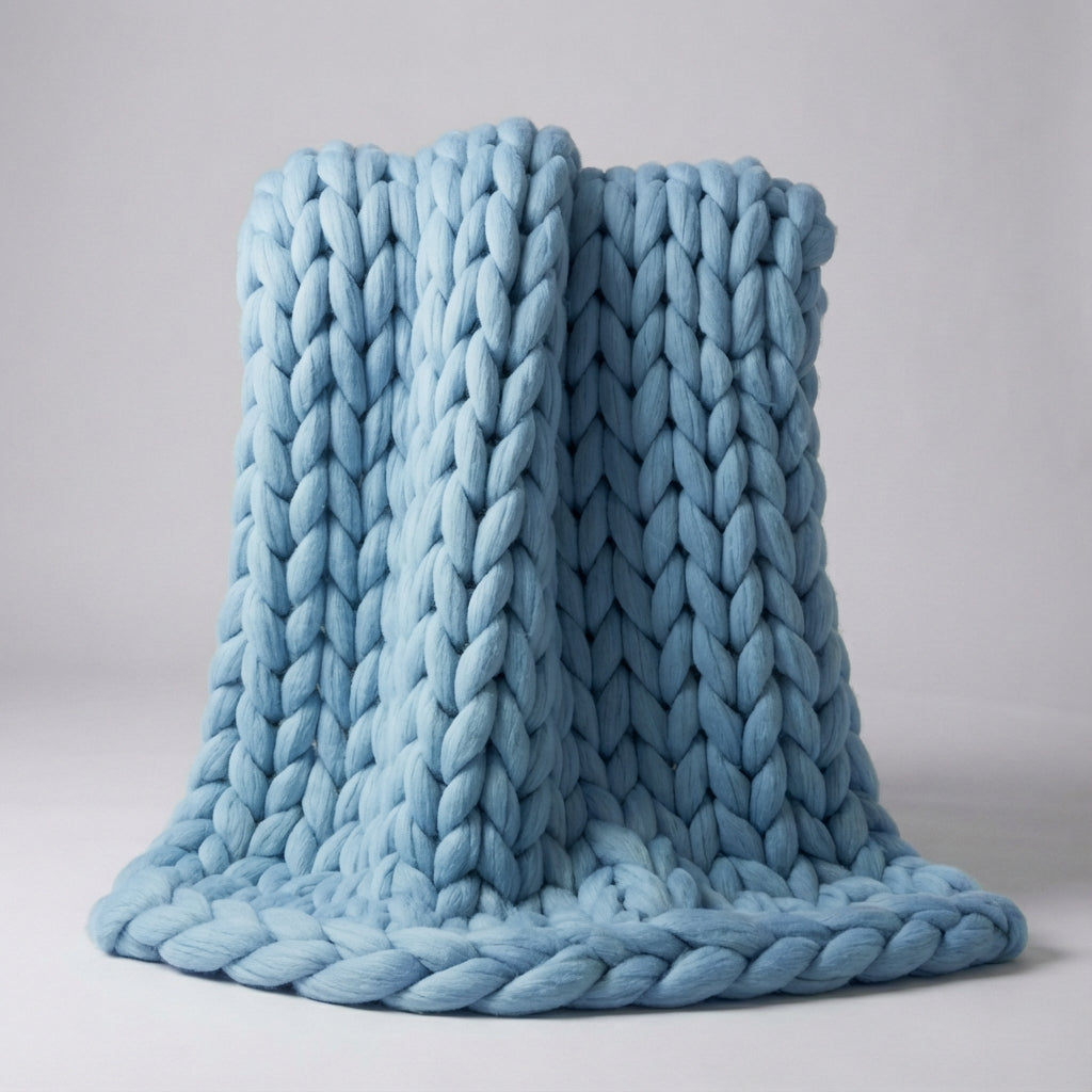 Chunky-Strickwurfdecke übergroß gemütlich warm Sofa