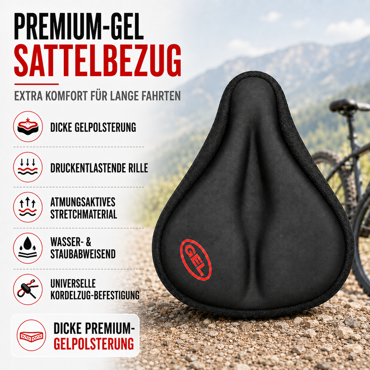 Nordspur | Velosafe Verdickter Gel-Sattelüberzug
