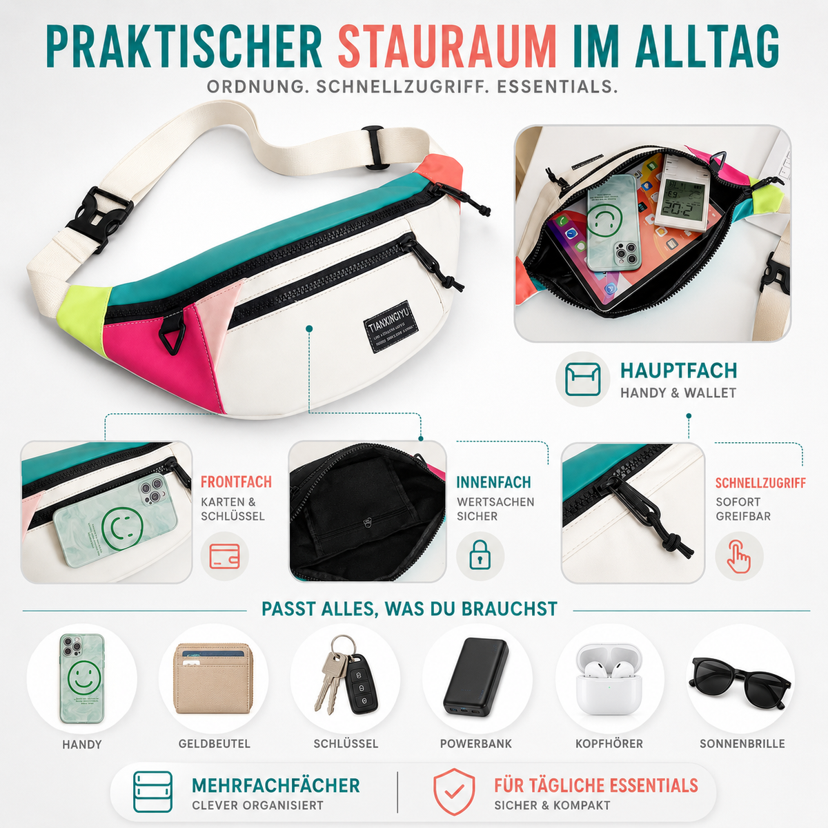 Nordspur | Veltroxa Lässige Nylon-Crossbody-Tasche