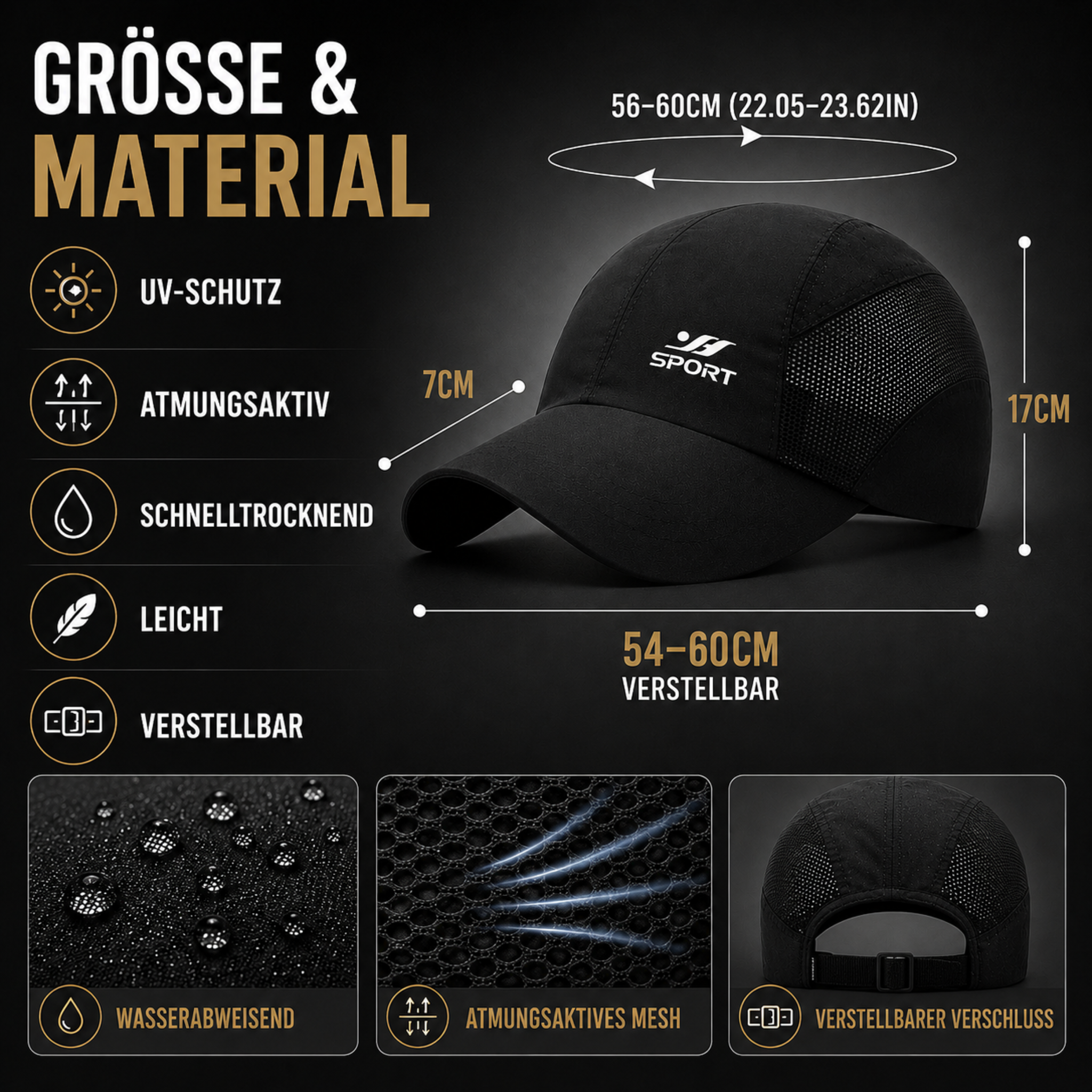 Nordspur | Venlux UV-Schutz Atmungsaktive Baseballkappe
