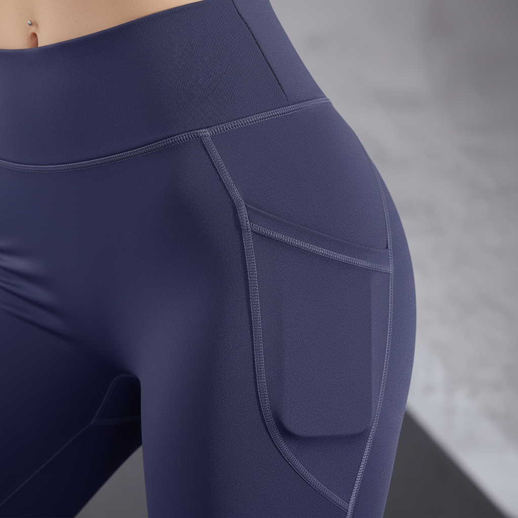 Hochbund-Leggings mit Seitentaschen vierseitiger Stretch knöchellang