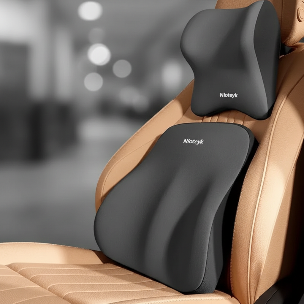 Memory-Foam-Autokissen mit Lendenwirbel- und Nackenstütze ergonomisch gepolstert
