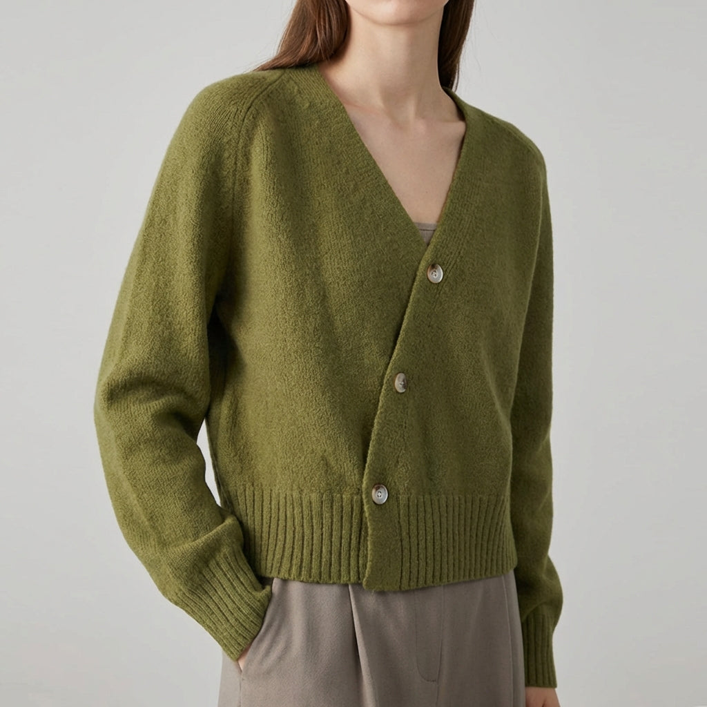 Nordspur | Vespara Asymmetric Button V Neck Cardigan