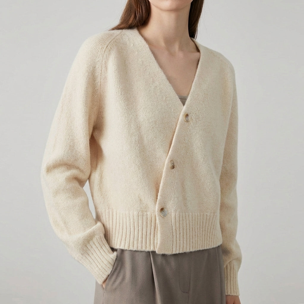Nordspur | Vespara Asymmetric Button V Neck Cardigan