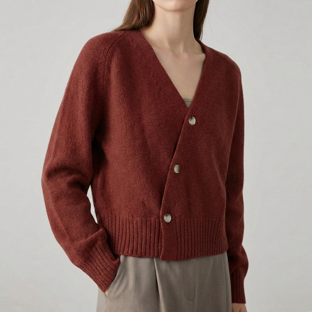 Nordspur | Vespara Asymmetric Button V Neck Cardigan