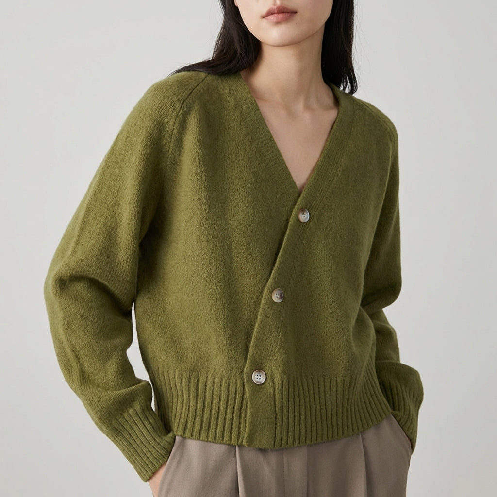 Nordspur | Vespara Asymmetric Button V Neck Cardigan