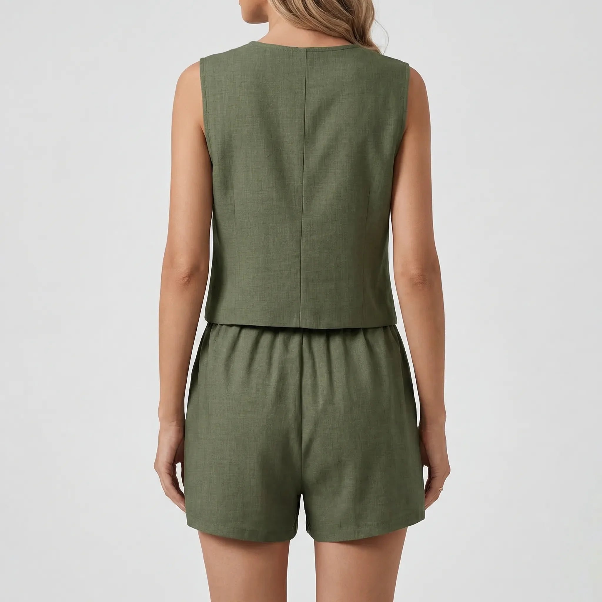 Damen Zweiteiler Weste und Shorts Set elegant