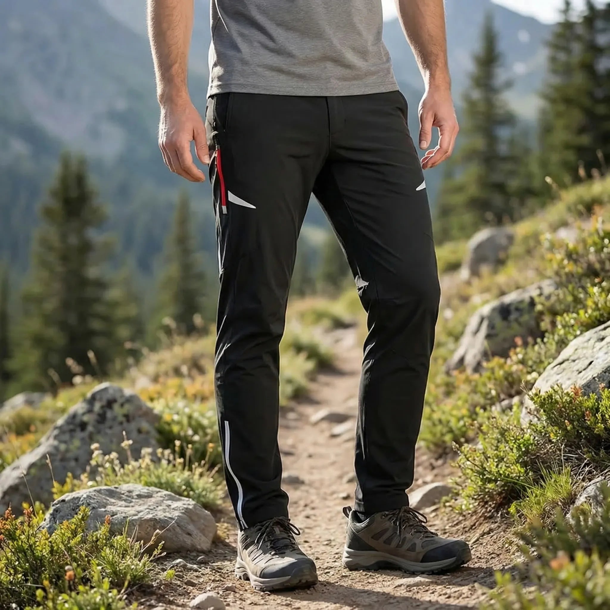Herren Outdoorhose Slim Fit schnelltrocknend stretchig mit Reißverschlusstaschen