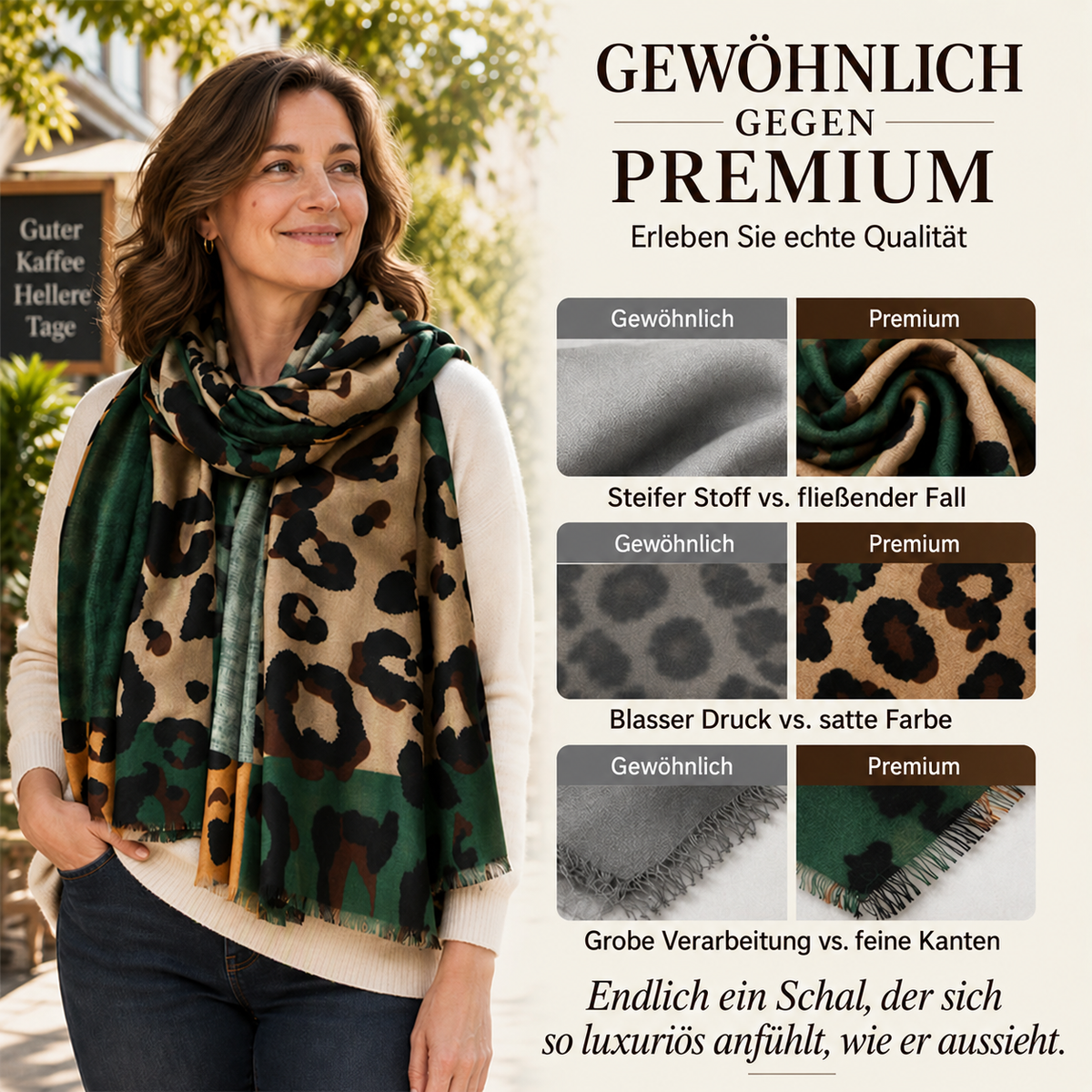 Nordspur | Vielseitiger leichter Leoparden-Print Schal