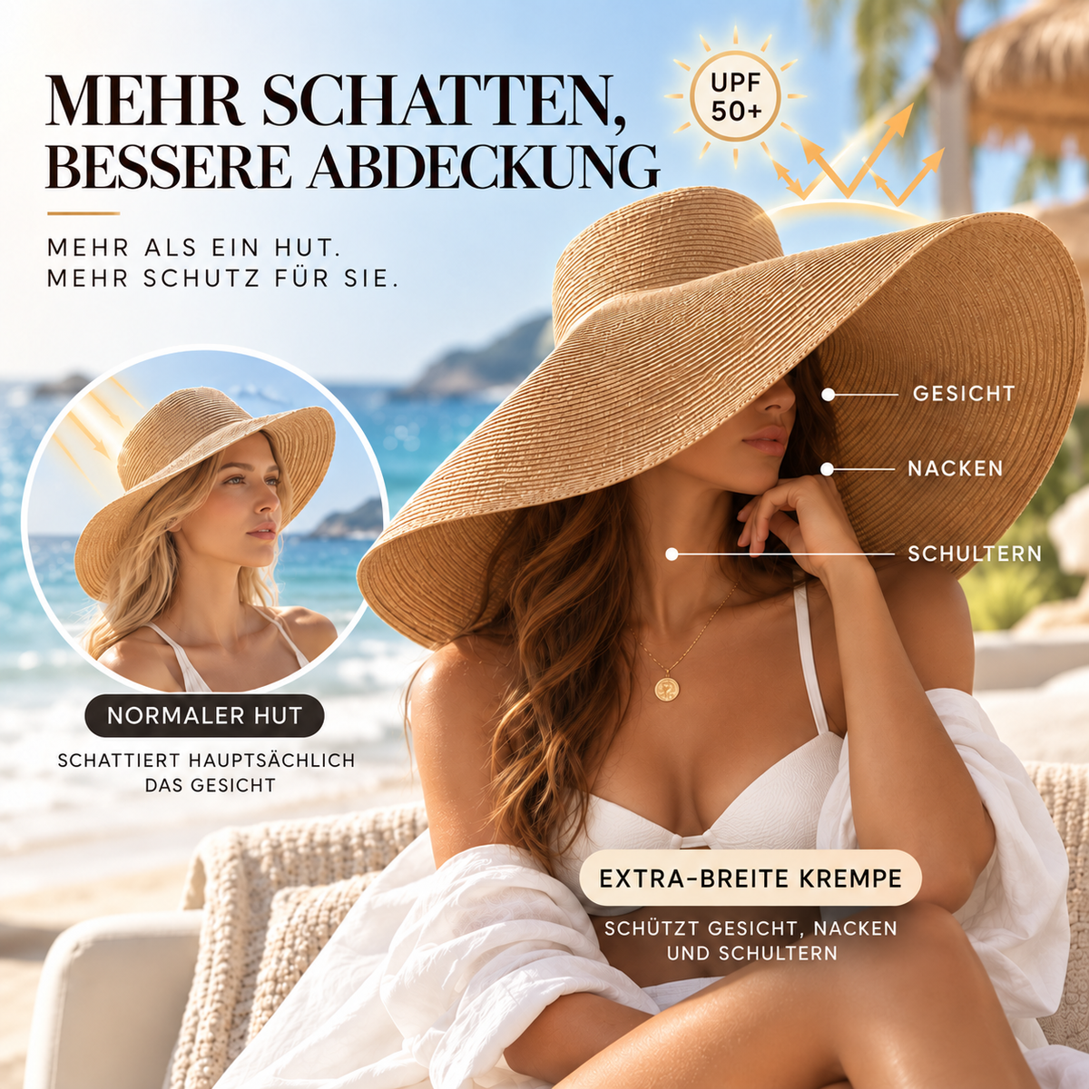 Nordspur | Vistana Übergroße faltbare gewebte Sommer-Sonnenhut