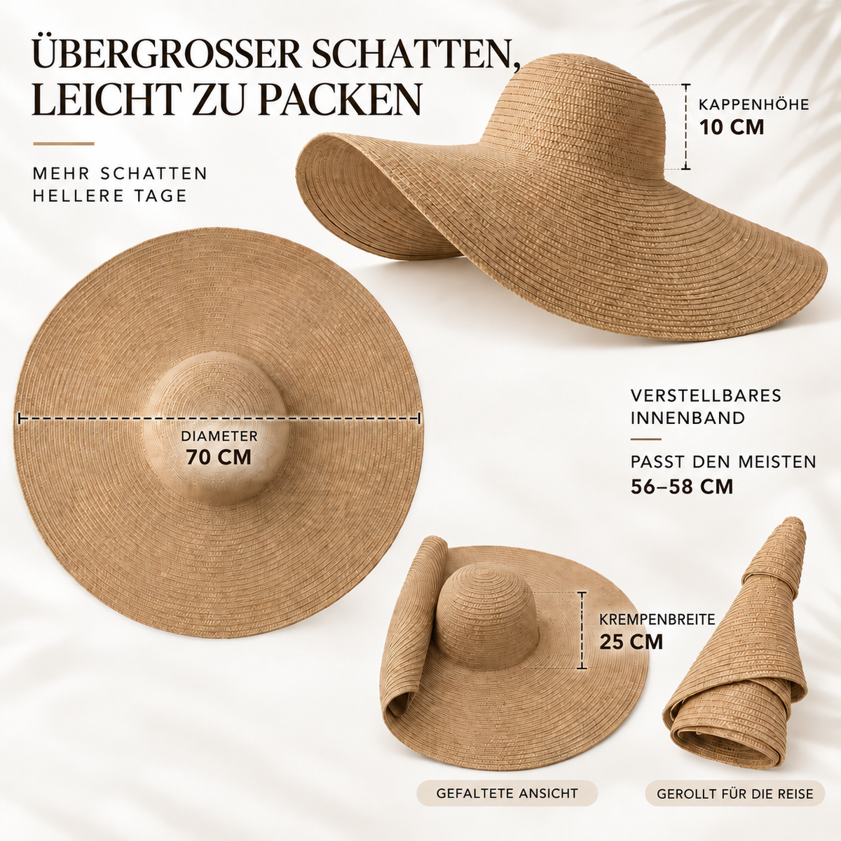 Nordspur | Vistana Übergroße faltbare gewebte Sommer-Sonnenhut