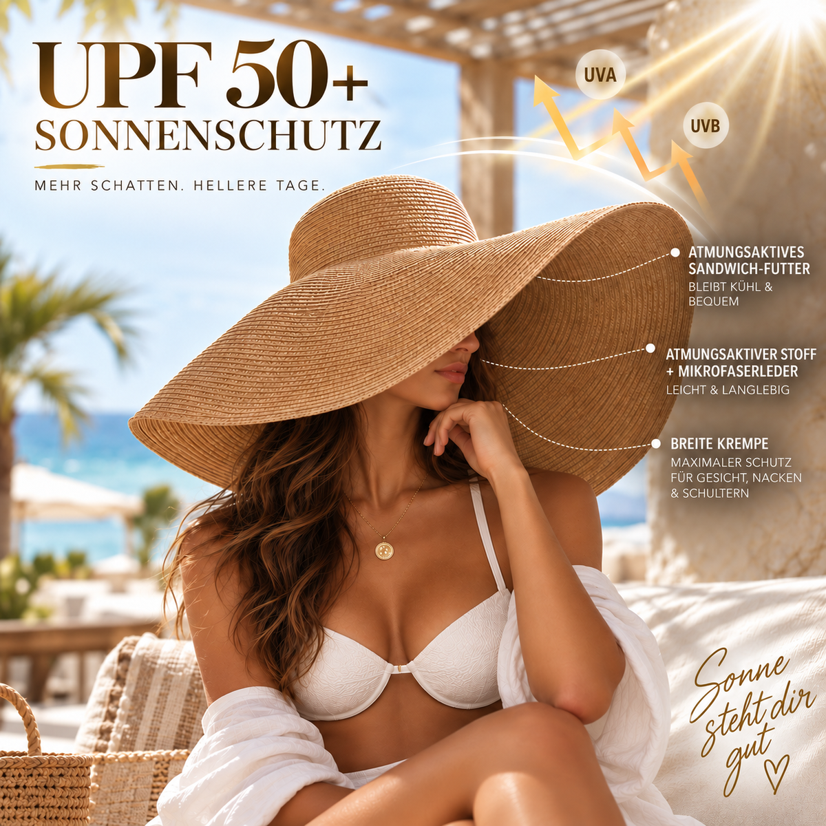 Nordspur | Vistana Übergroße faltbare gewebte Sommer-Sonnenhut