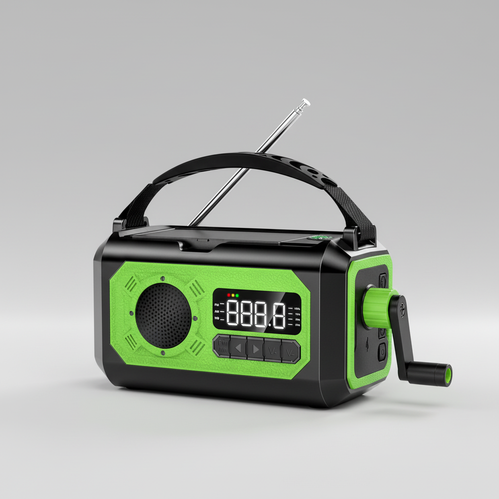 Tragbares Notfallradio mit Solarpanel und Handkurbel LED-Lampe