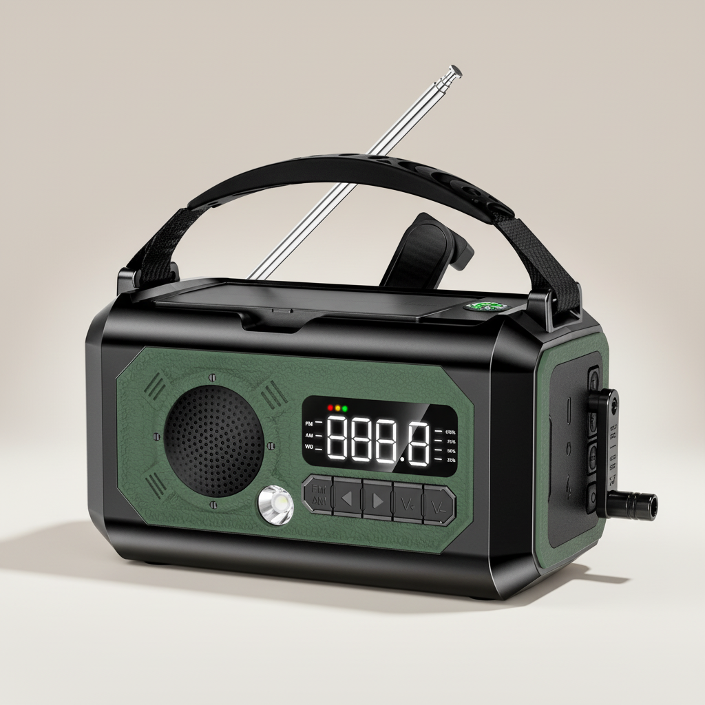 Tragbares Notfallradio mit Solarpanel und Handkurbel LED-Lampe