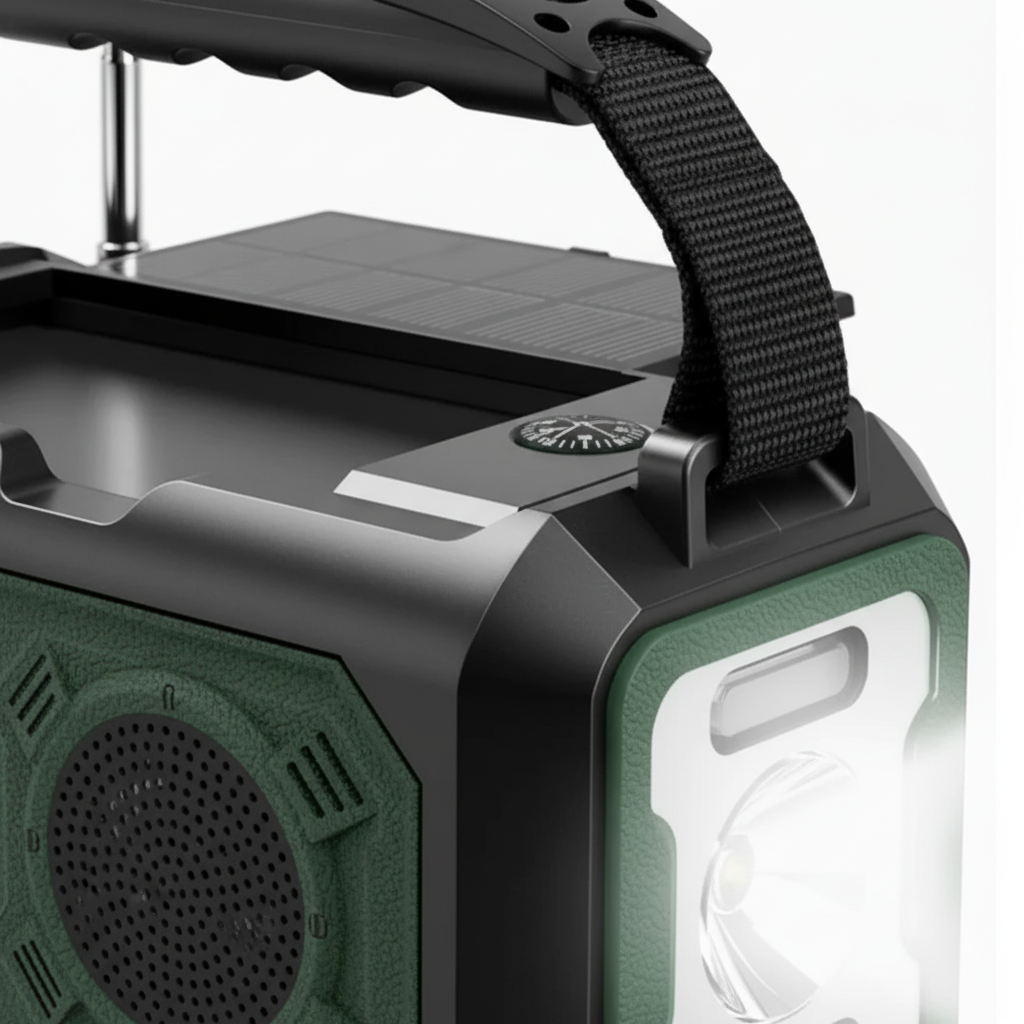 Tragbares Notfallradio mit Solarpanel und Handkurbel LED-Lampe