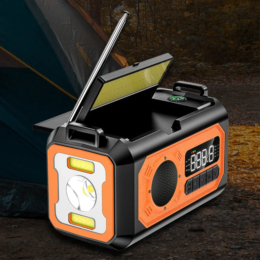 Tragbares Notfallradio mit Solarpanel und Handkurbel LED-Lampe